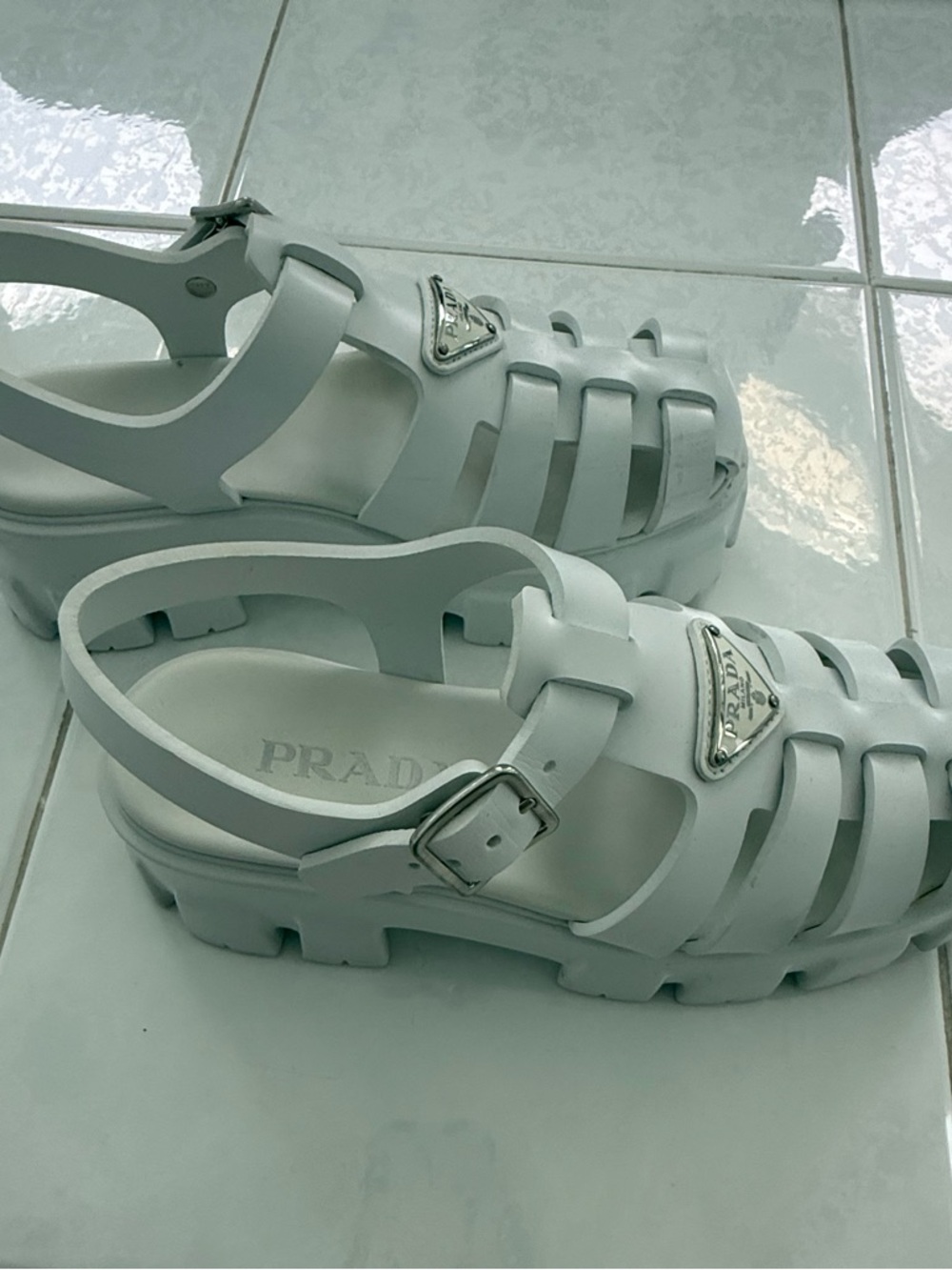 Prada Rubber Monolith Sandals - Picture 5 of 10